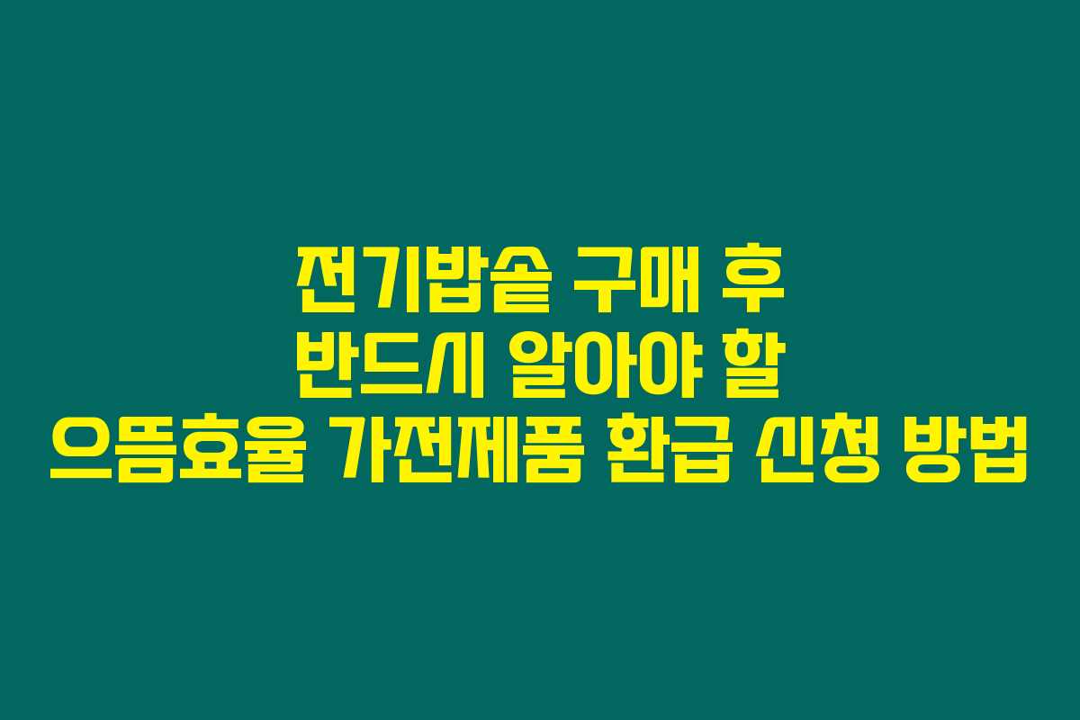 전기밥솥 구매 후 반드시 알아야 할 으뜸효율 가전제품 환급 신청 방법 전기밥솥 구매 후 반드시 알아야 할 으뜸효율 가전제품 환급 신청 방법