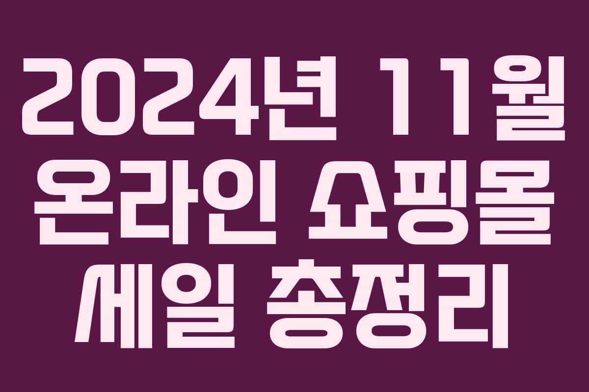 2024년 11월 온라인 쇼핑몰 세일 총정리