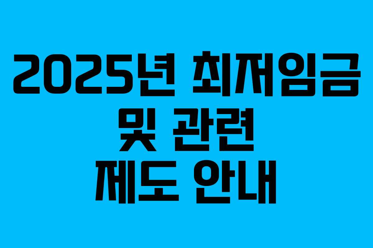 2025년 최저임금 및 관련 제도 안내