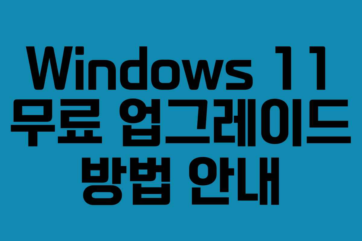 Windows 11 무료 업그레이드 방법 안내