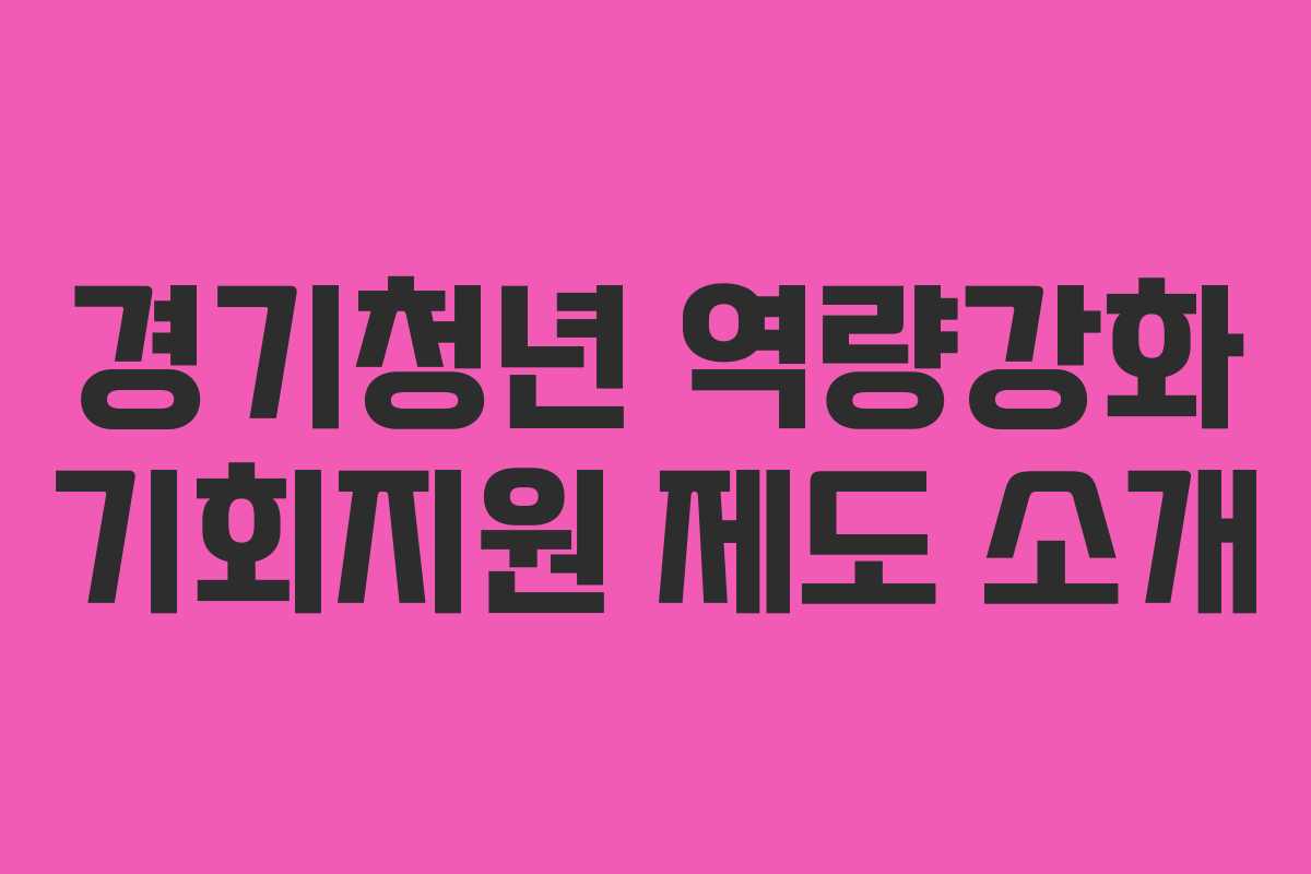 경기청년 역량강화 기회지원 제도 소개
