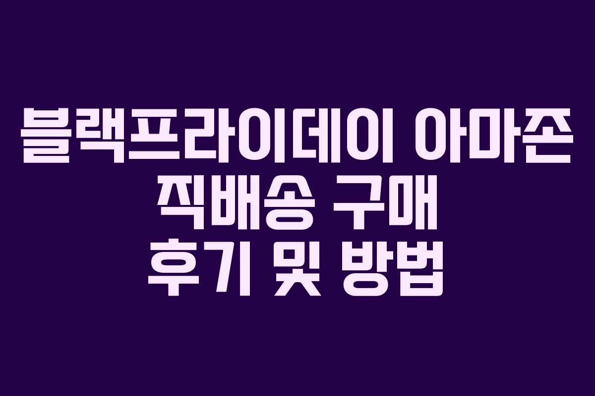 블랙프라이데이 아마존 직배송 구매 후기 및 방법