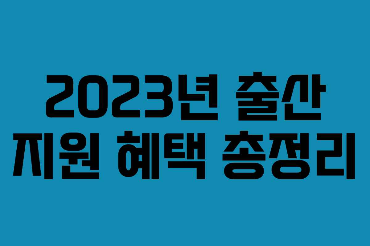 2023년 출산 지원 혜택 총정리