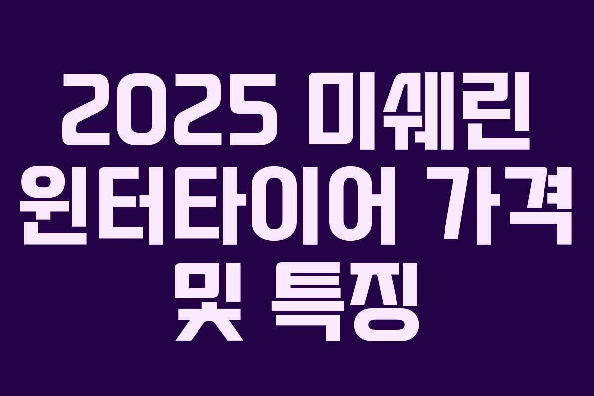 2025 미쉐린 윈터타이어 가격 및 특징