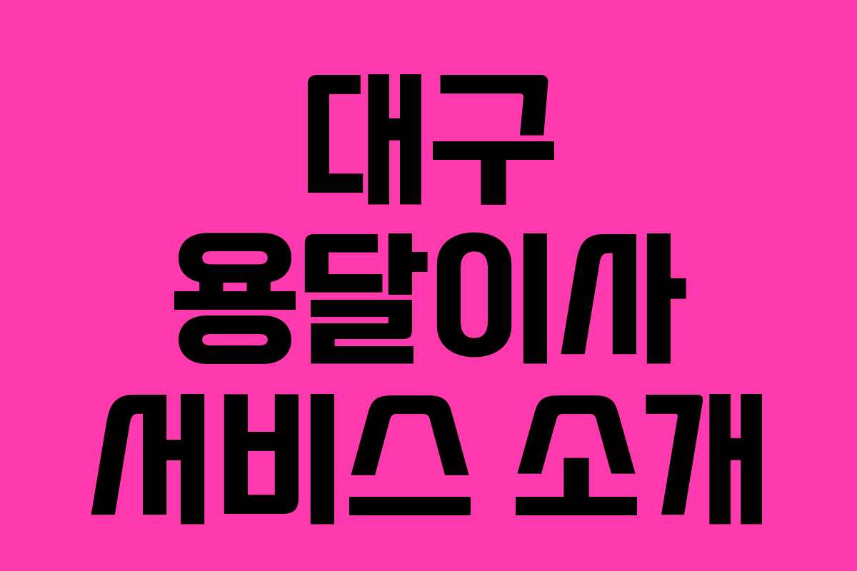 대구 용달이사 서비스 소개