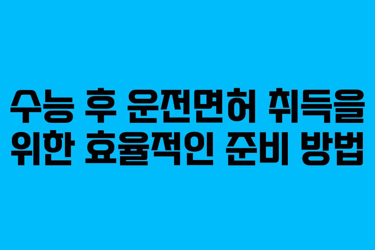 수능 후 운전면허 취득을 위한 효율적인 준비 방법