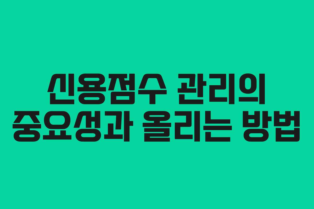 신용점수 관리의 중요성과 올리는 방법