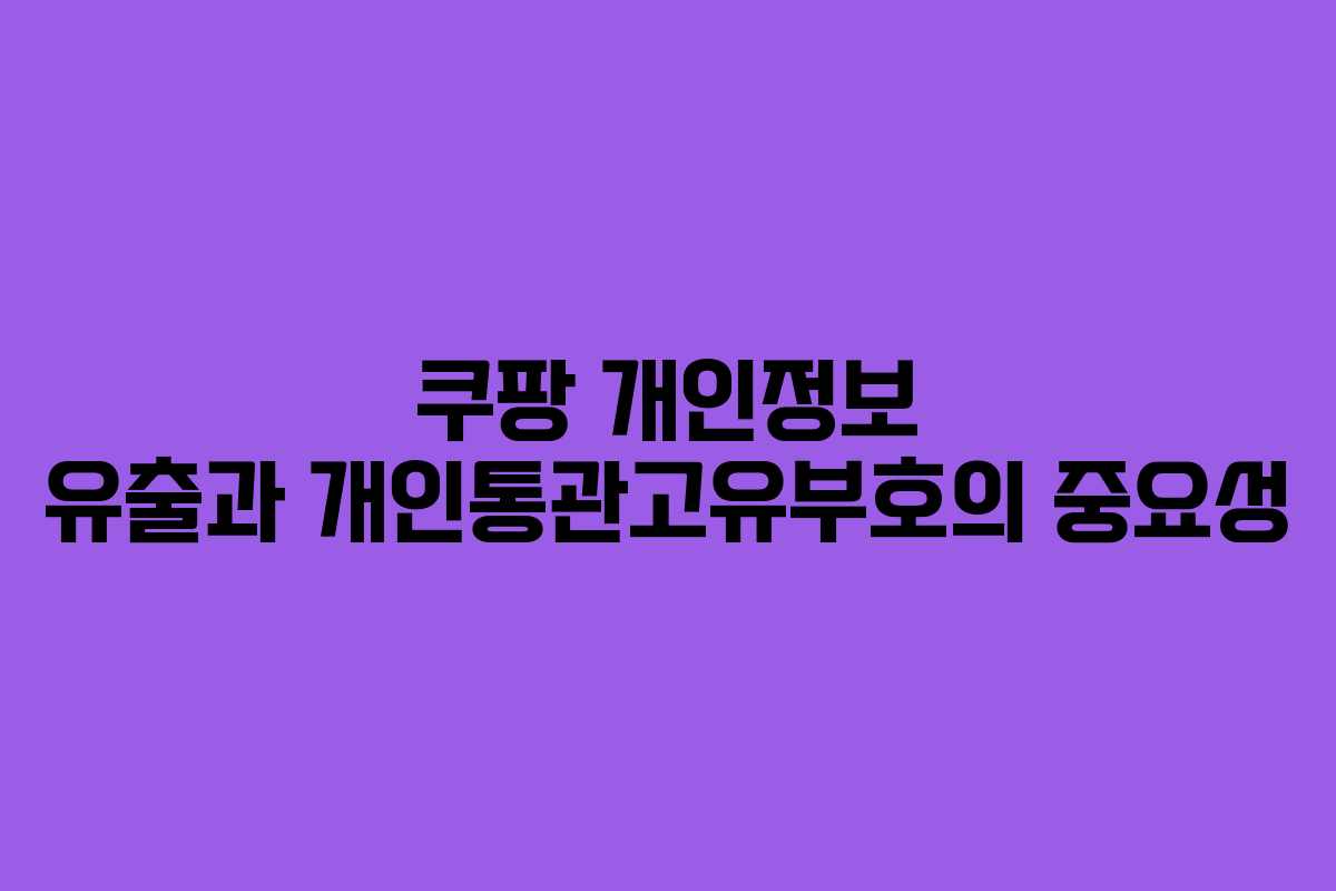 쿠팡 개인정보 유출과 개인통관고유부호의 중요성