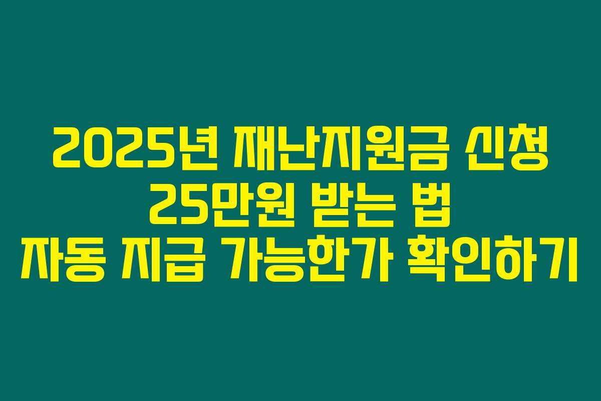 2025년 재난지원금 신청 25만원 받는 법 자동 지급 가능한가 확인하기