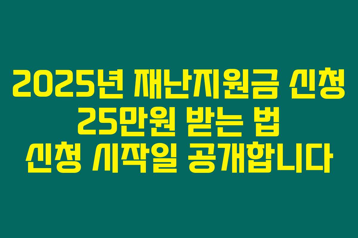 2025년 재난지원금 신청 25만원 받는 법 신청 시작일 공개합니다