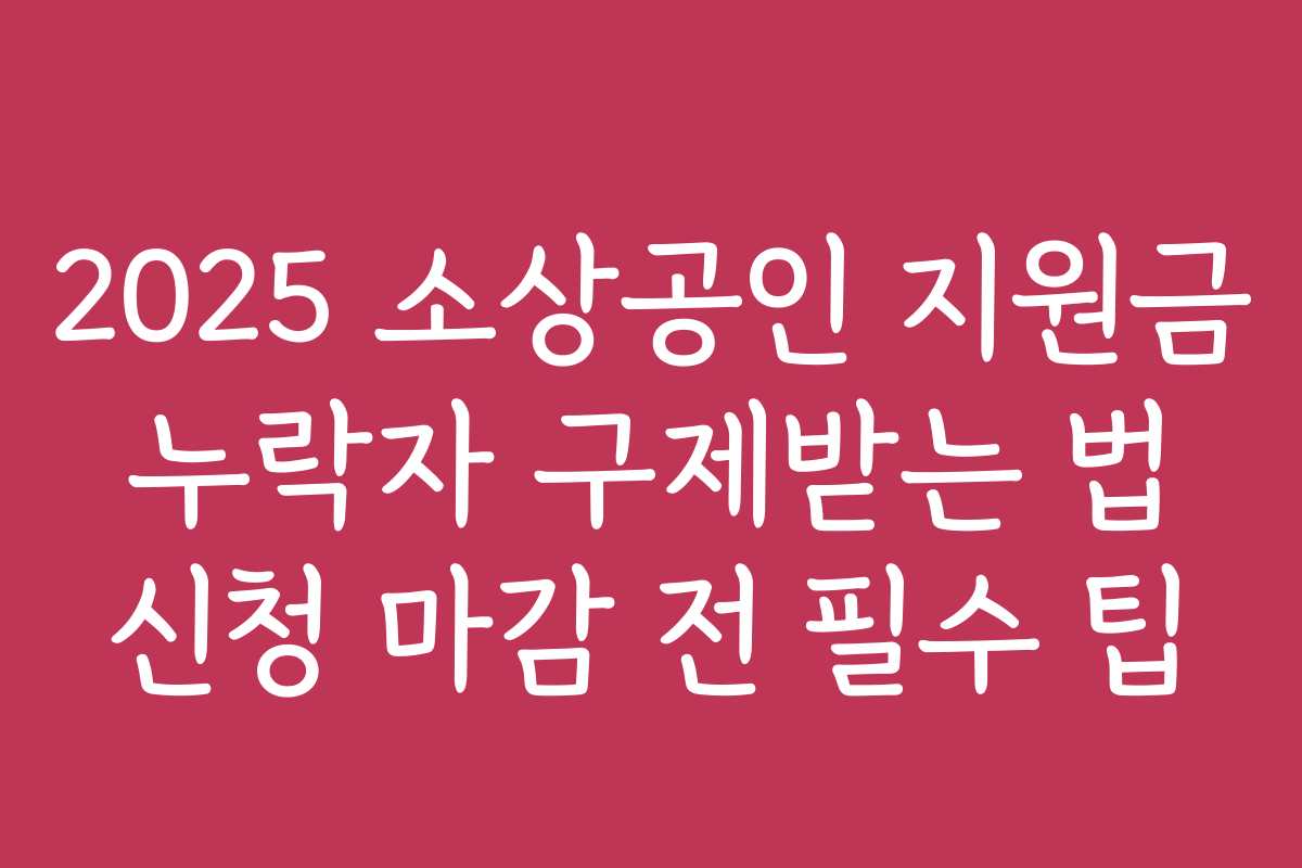 2025 소상공인 지원금 누락자 구제받는 법 신청 마감 전 필수 팁