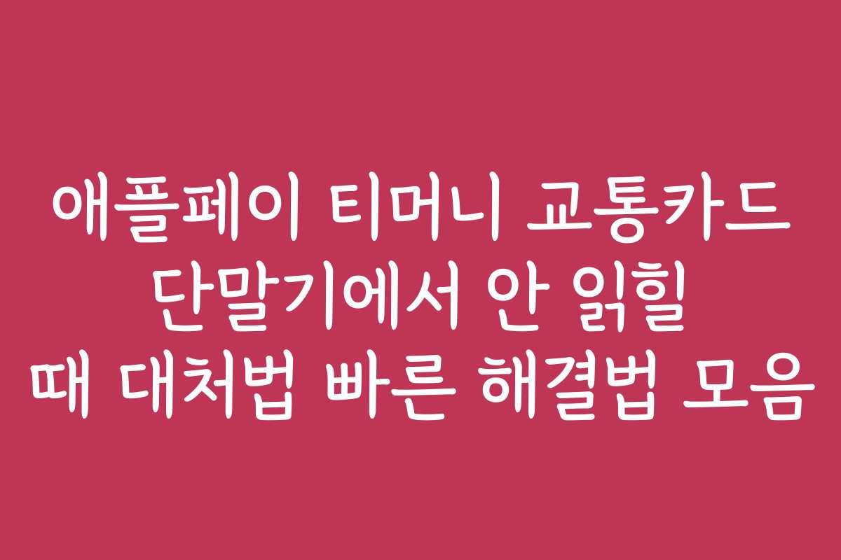 애플페이 티머니 교통카드 단말기에서 안 읽힐 때 대처법 빠른 해결법 모음
