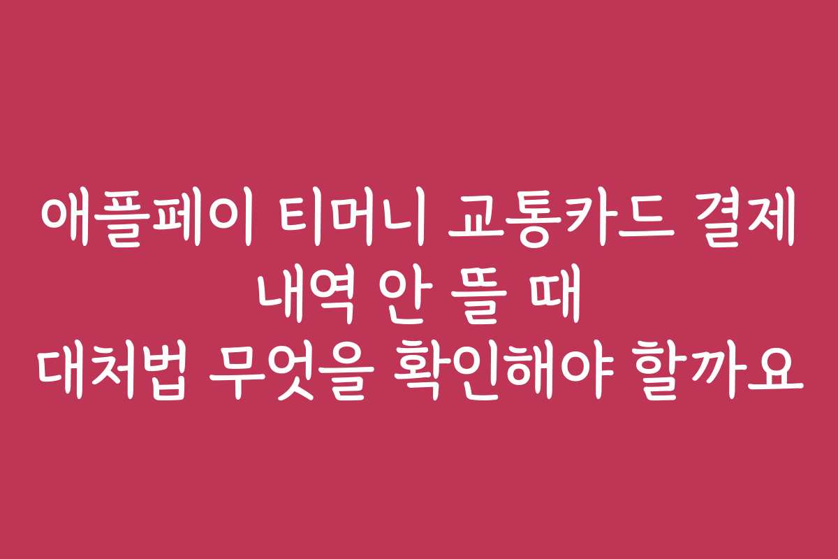 애플페이 티머니 교통카드 결제 내역 안 뜰 때 대처법 무엇을 확인해야 할까요