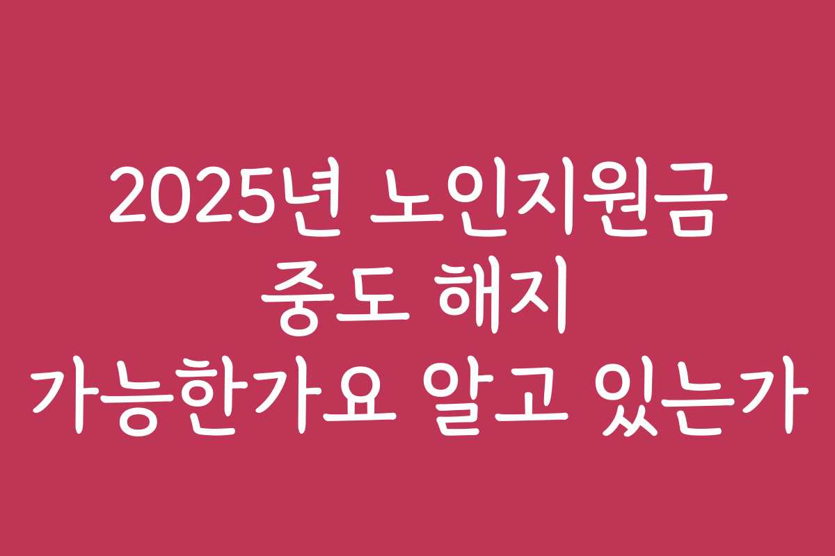 2025년 노인지원금 중도 해지 가능한가요 알고 있는가