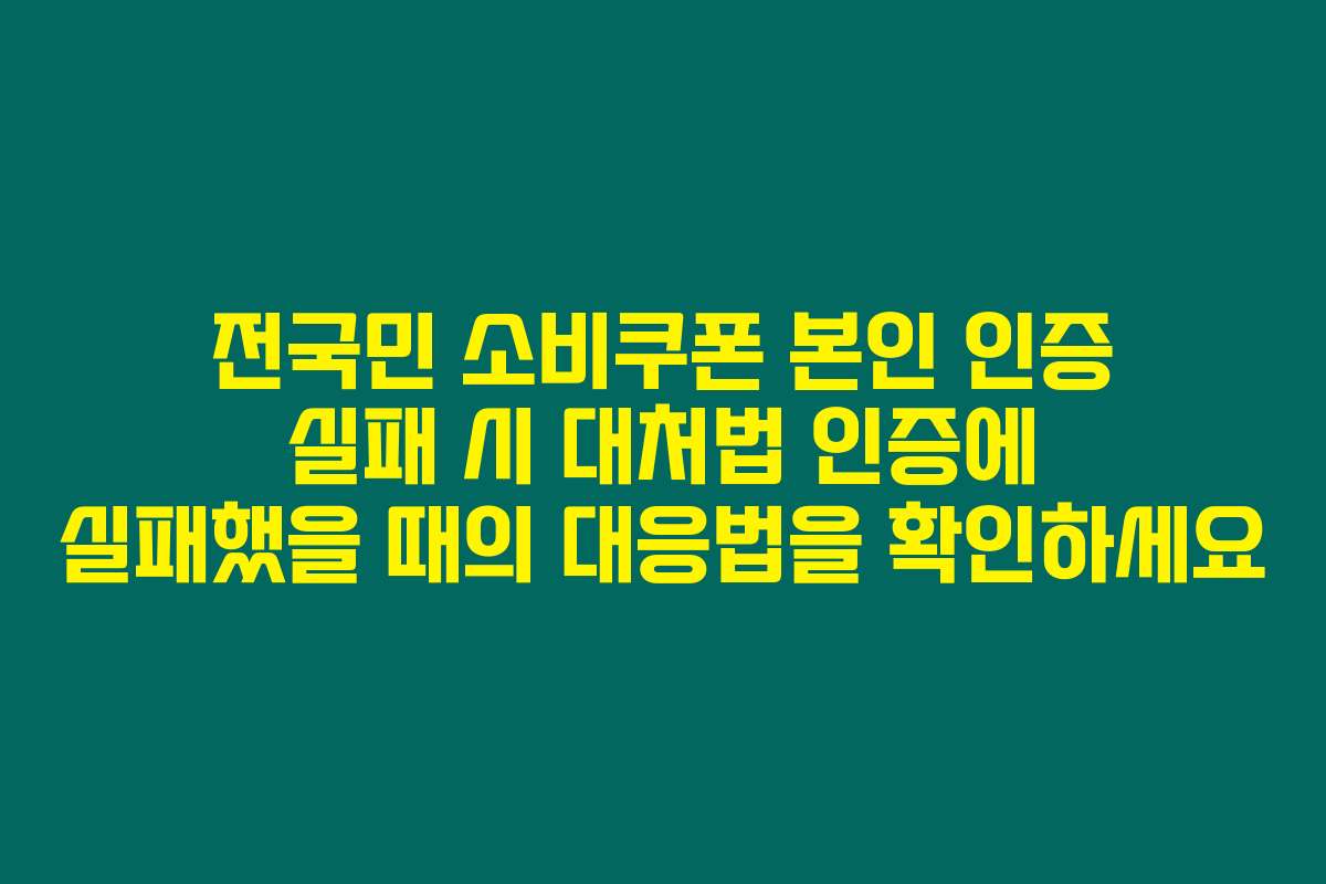 전국민 소비쿠폰 본인 인증 실패 시 대처법 인증에 실패했을 때의 대응법을 확인하세요