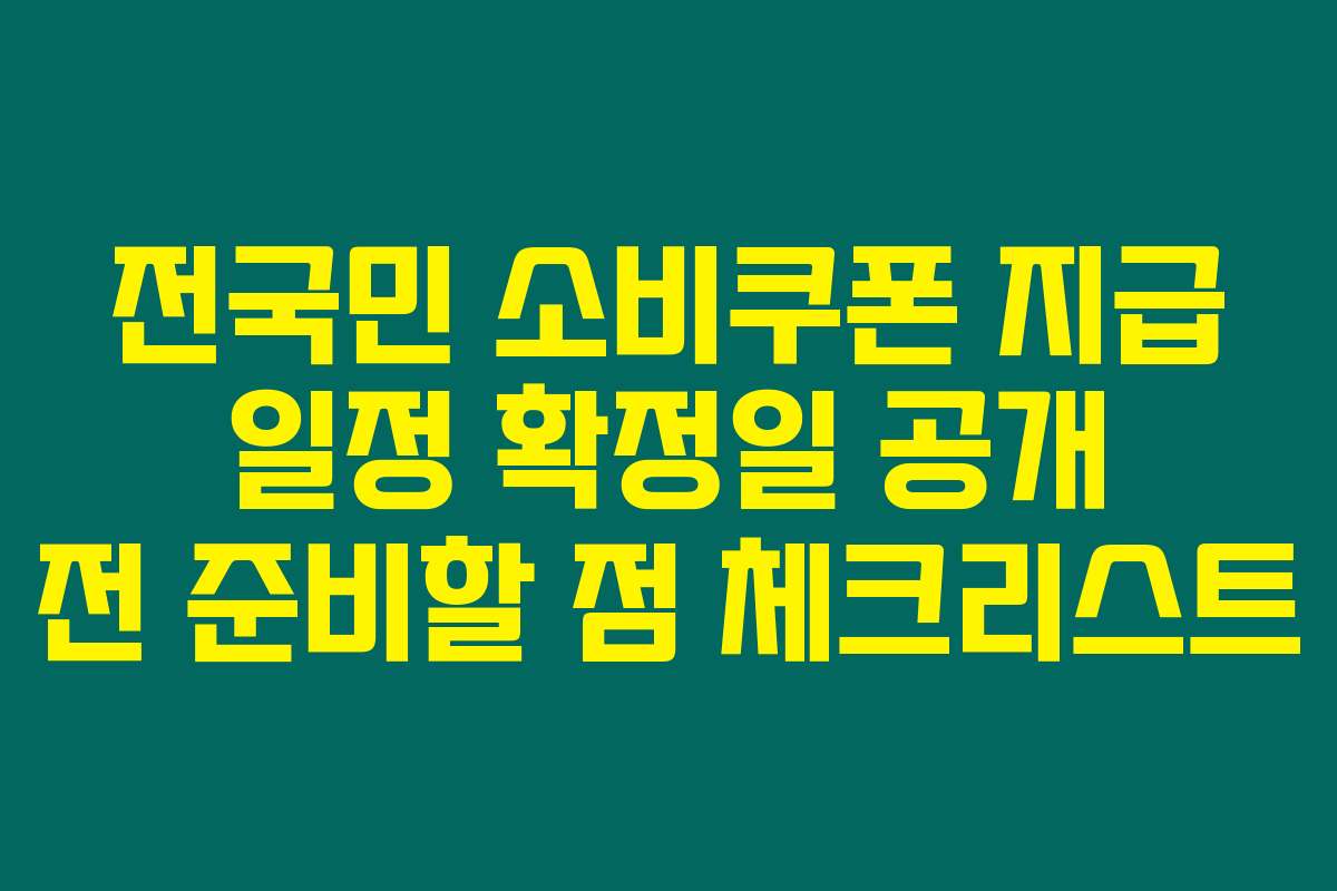 전국민 소비쿠폰 지급 일정 확정일 공개 전 준비할 점 체크리스트