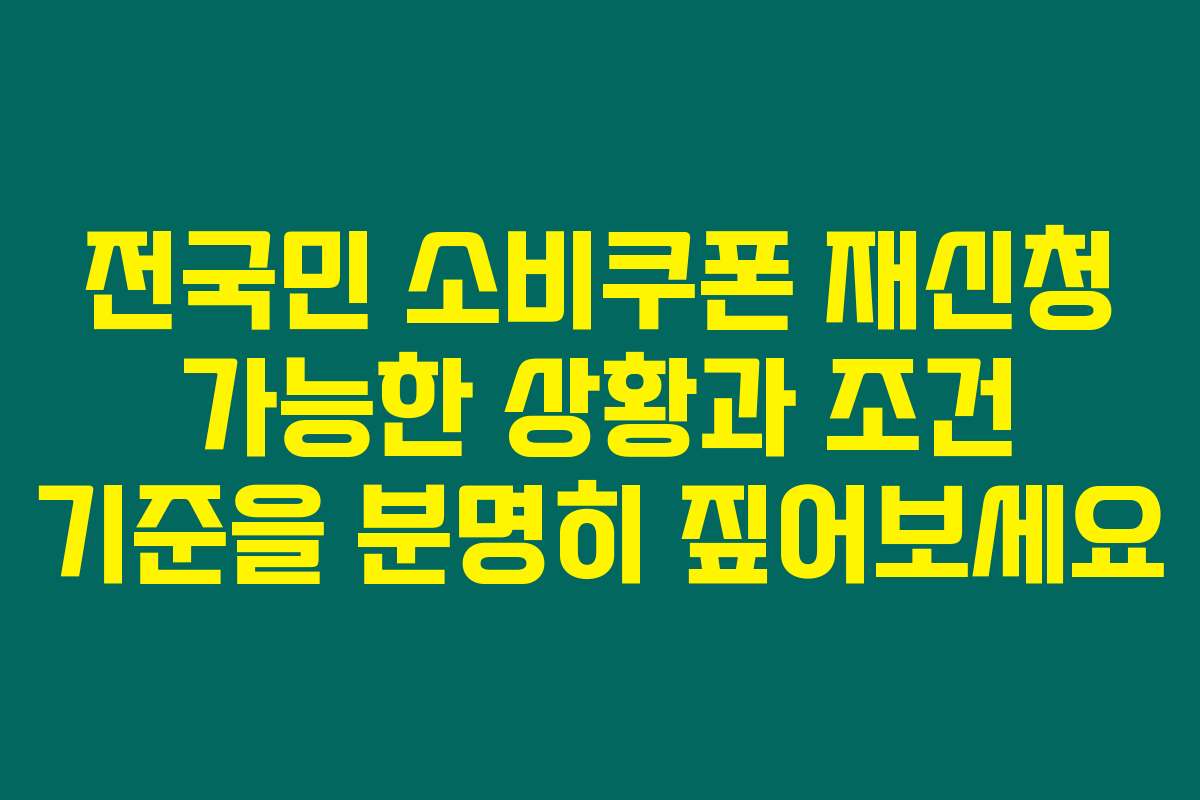 전국민 소비쿠폰 재신청 가능한 상황과 조건 기준을 분명히 짚어보세요