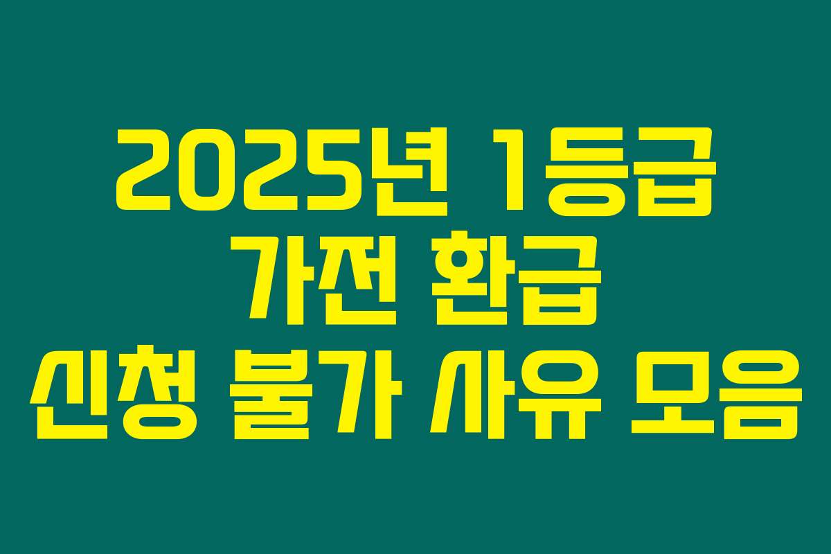2025년 1등급 가전 환급 신청 불가 사유 모음