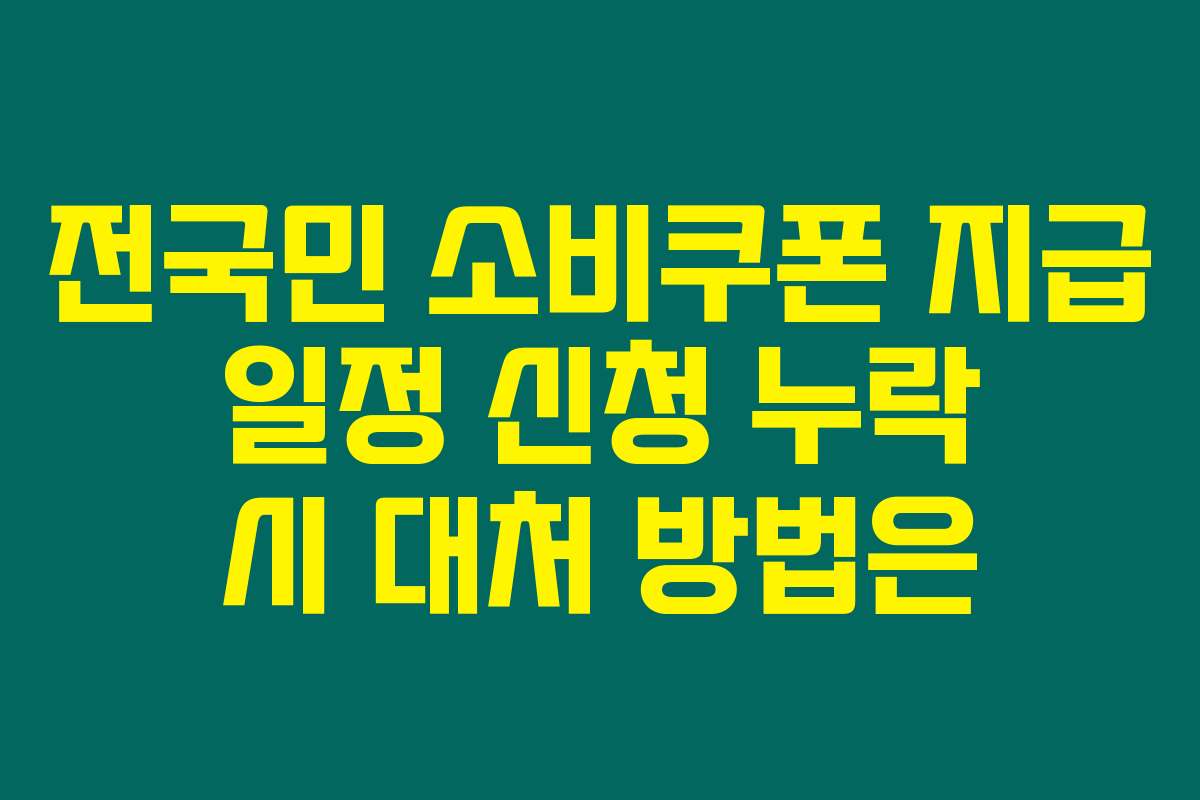 전국민 소비쿠폰 지급 일정 신청 누락 시 대처 방법은