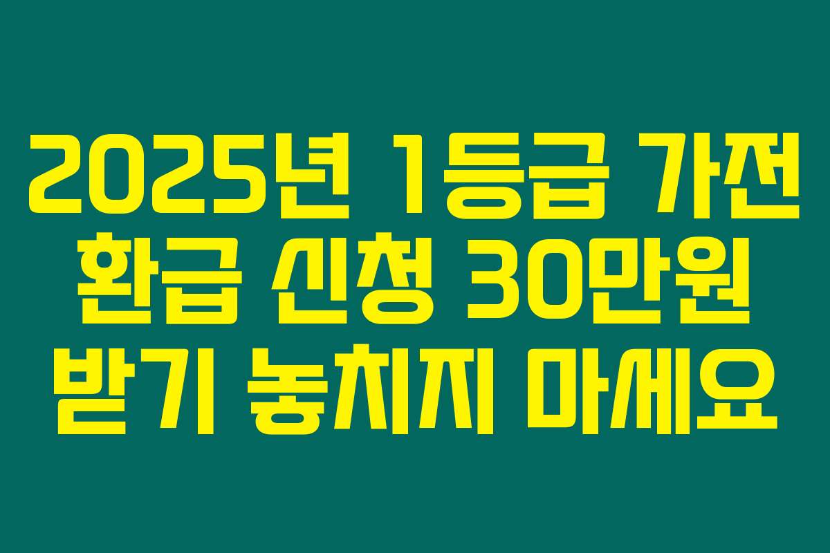 2025년 1등급 가전 환급 신청 30만원 받기 놓치지 마세요