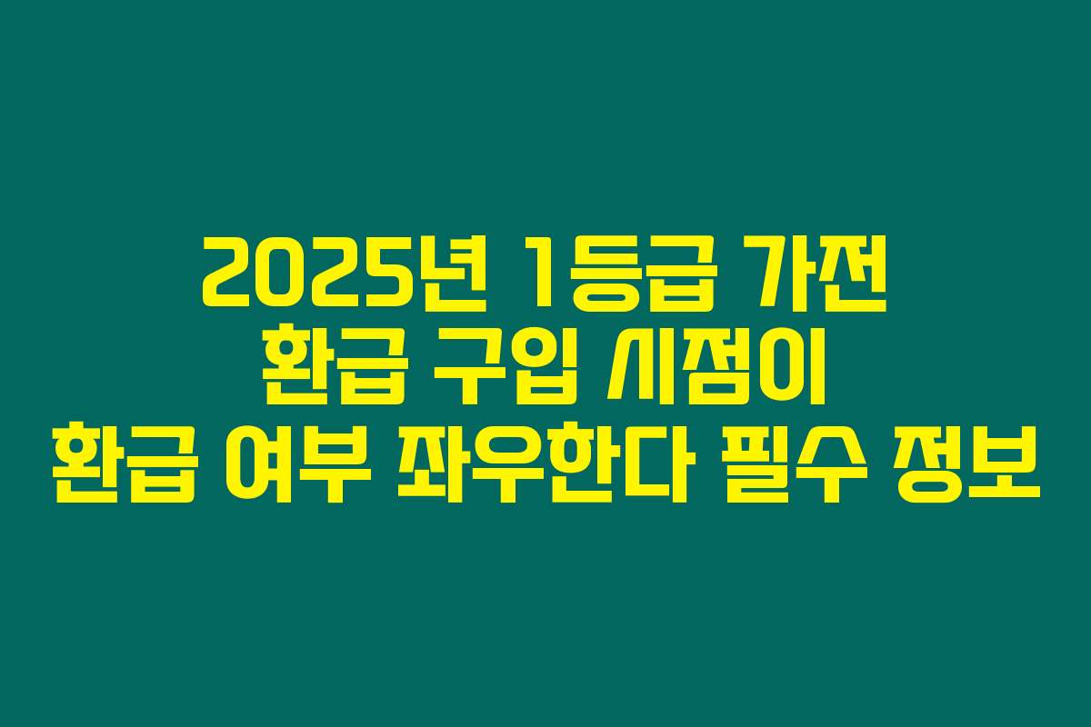 2025년 1등급 가전 환급 구입 시점이 환급 여부 좌우한다 필수 정보