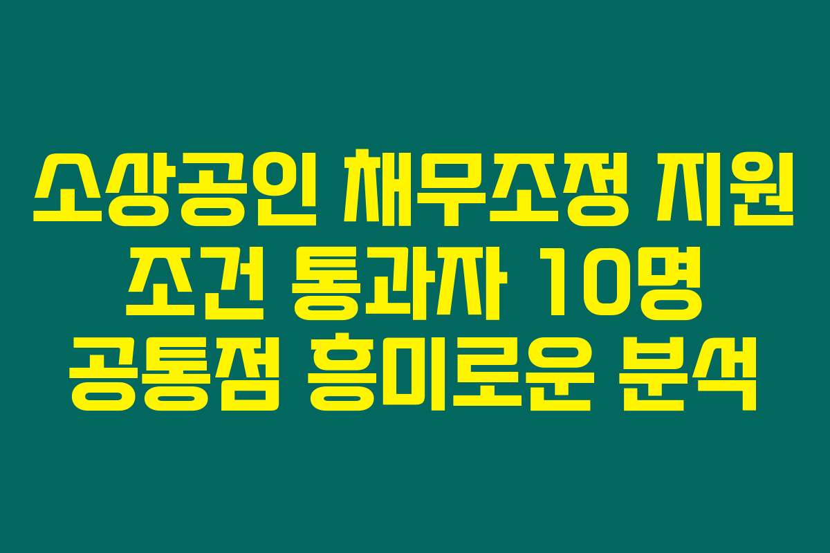 소상공인 채무조정 지원 조건 통과자 10명 공통점 흥미로운 분석