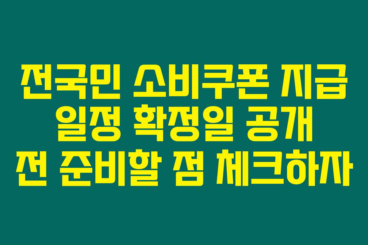 전국민 소비쿠폰 지급 일정 확정일 공개 전 준비할 점 체크하자