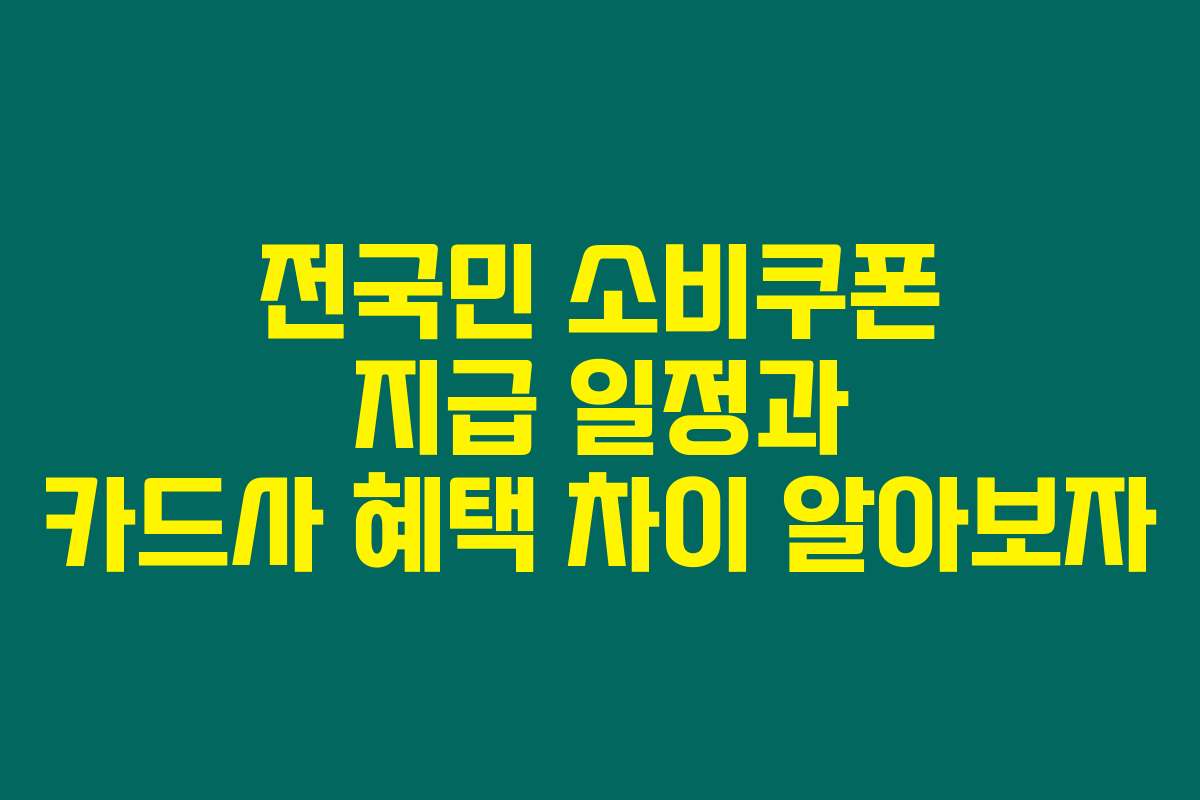 전국민 소비쿠폰 지급 일정과 카드사 혜택 차이 알아보자