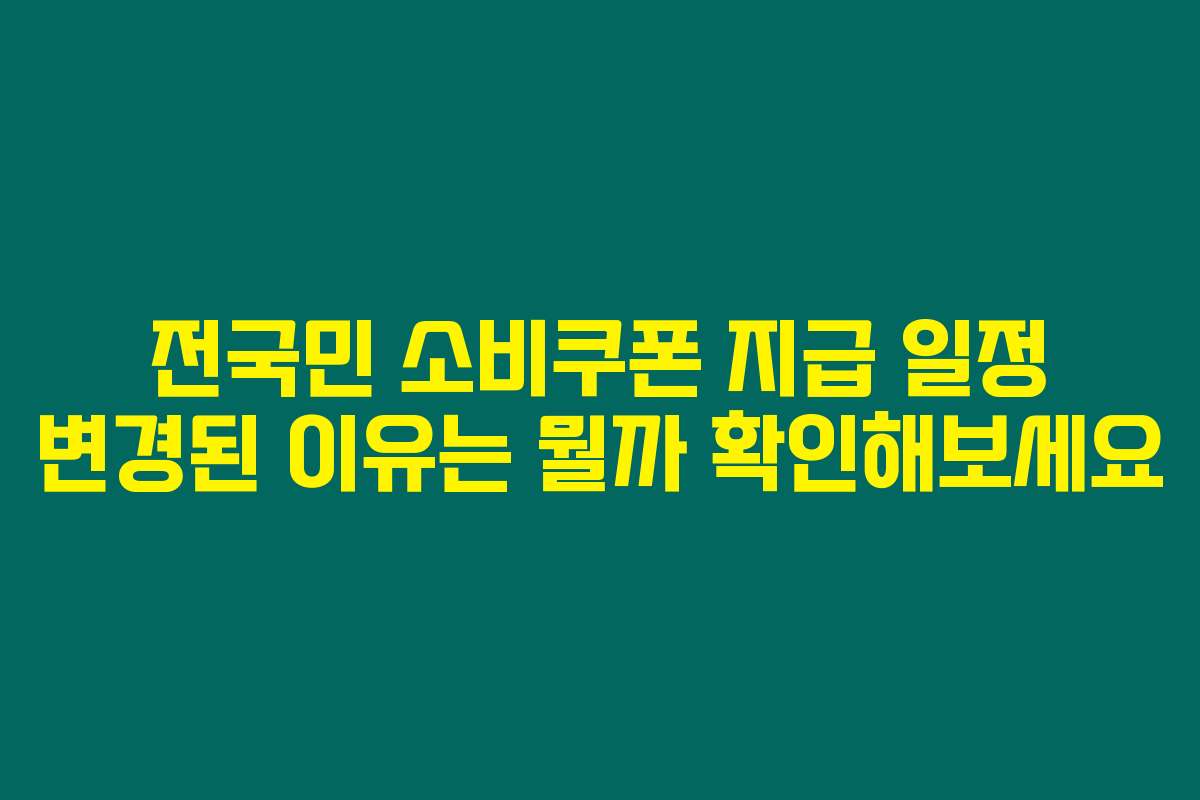 전국민 소비쿠폰 지급 일정 변경된 이유는 뭘까 확인해보세요