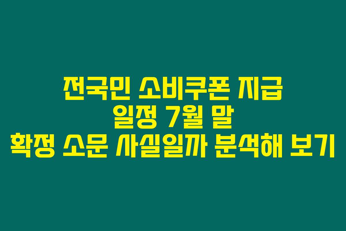전국민 소비쿠폰 지급 일정 7월 말 확정 소문 사실일까 분석해 보기