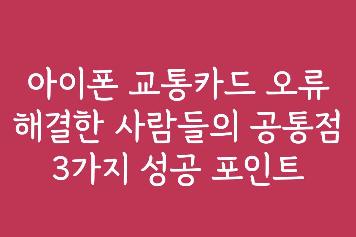 아이폰 교통카드 오류 해결한 사람들의 공통점 3가지 성공 포인트