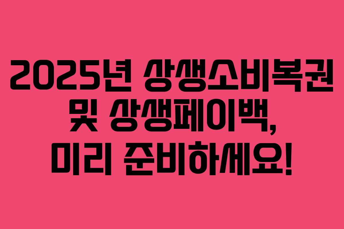 2025년 상생소비복권 및 상생페이백, 미리 준비하세요!