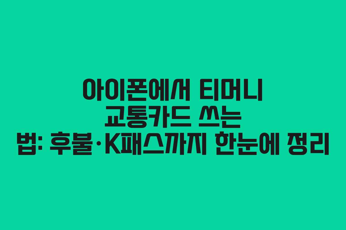 아이폰에서 티머니 교통카드 쓰는 법: 후불·K패스까지 한눈에 정리