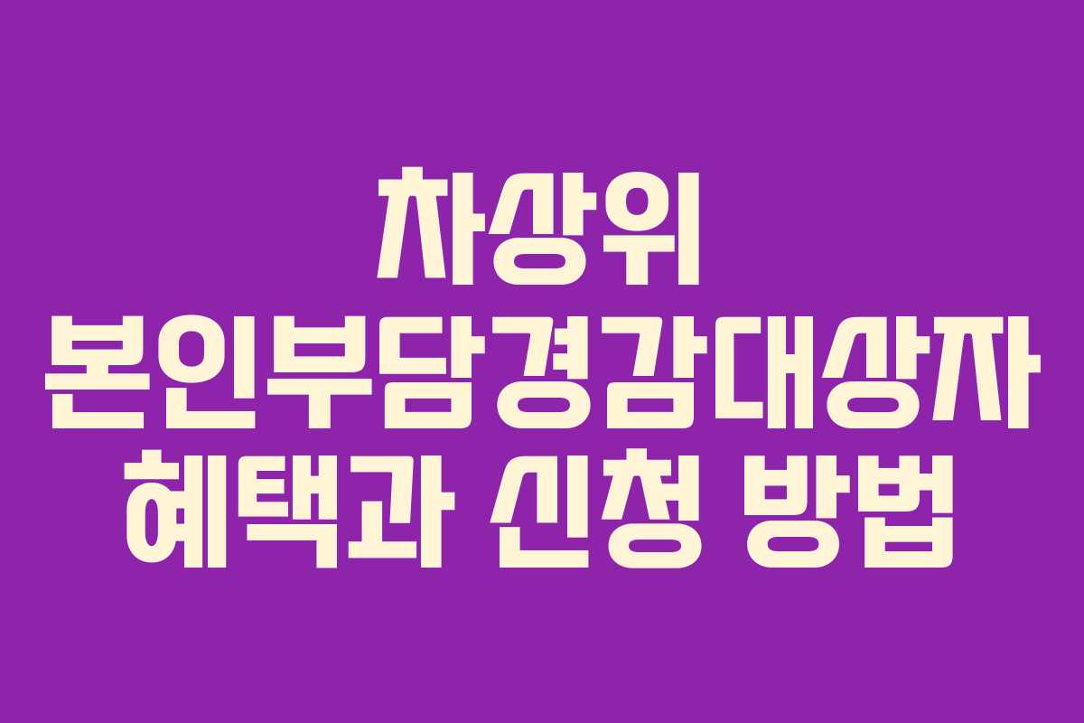 차상위 본인부담경감대상자 혜택과 신청 방법