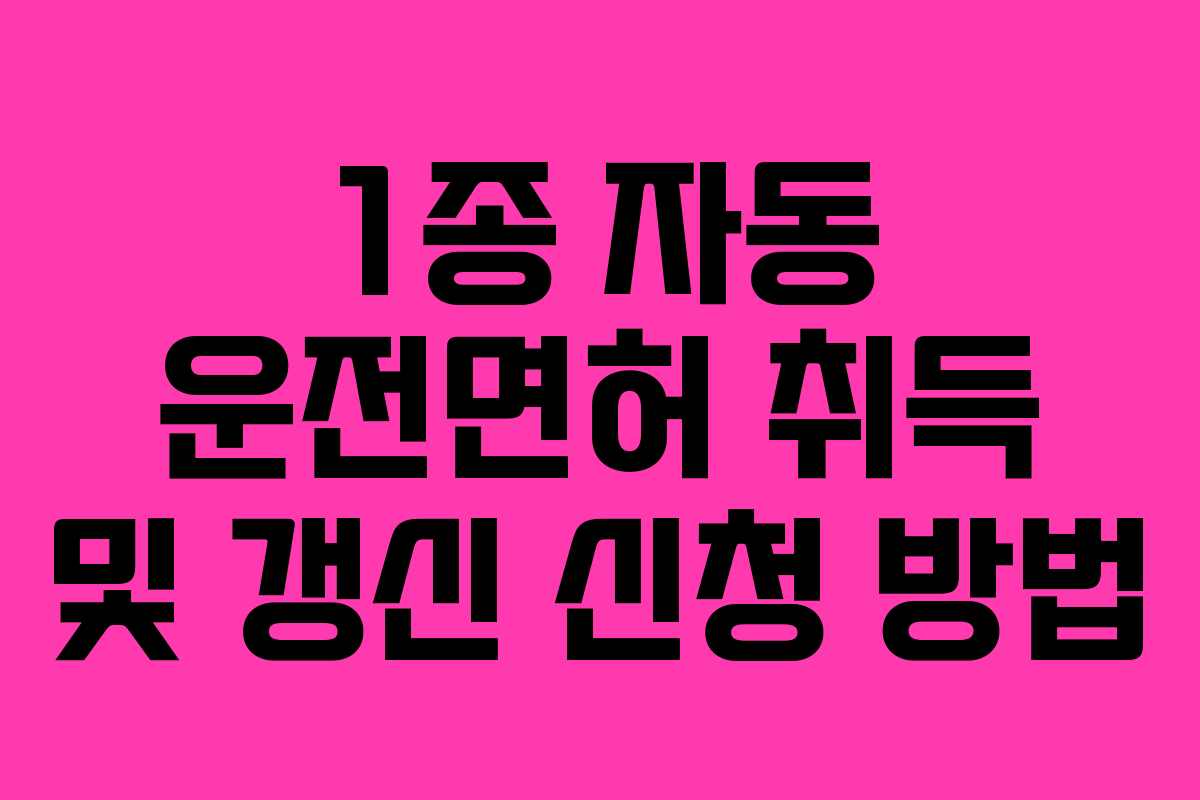 1종 자동 운전면허 취득 및 갱신 신청 방법