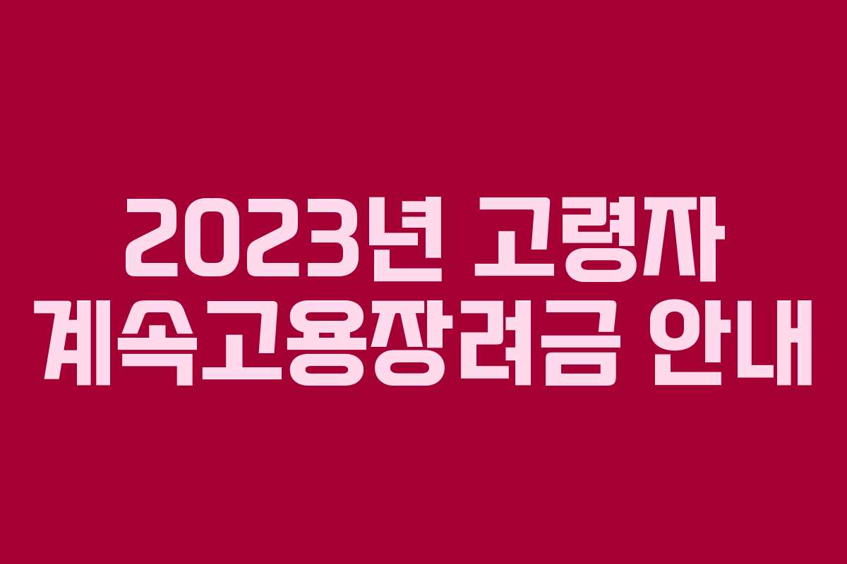 2023년 고령자 계속고용장려금 안내