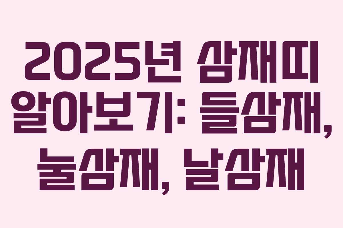 2025년 삼재띠 알아보기: 들삼재, 눌삼재, 날삼재