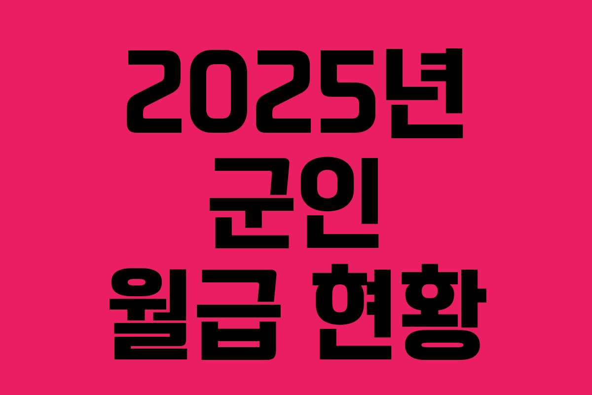 2025년 군인 월급 현황