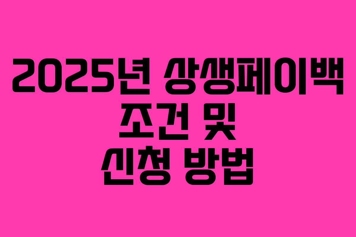 2025년 상생페이백 조건 및 신청 방법 2025년 상생페이백 조건 및 신청 방법