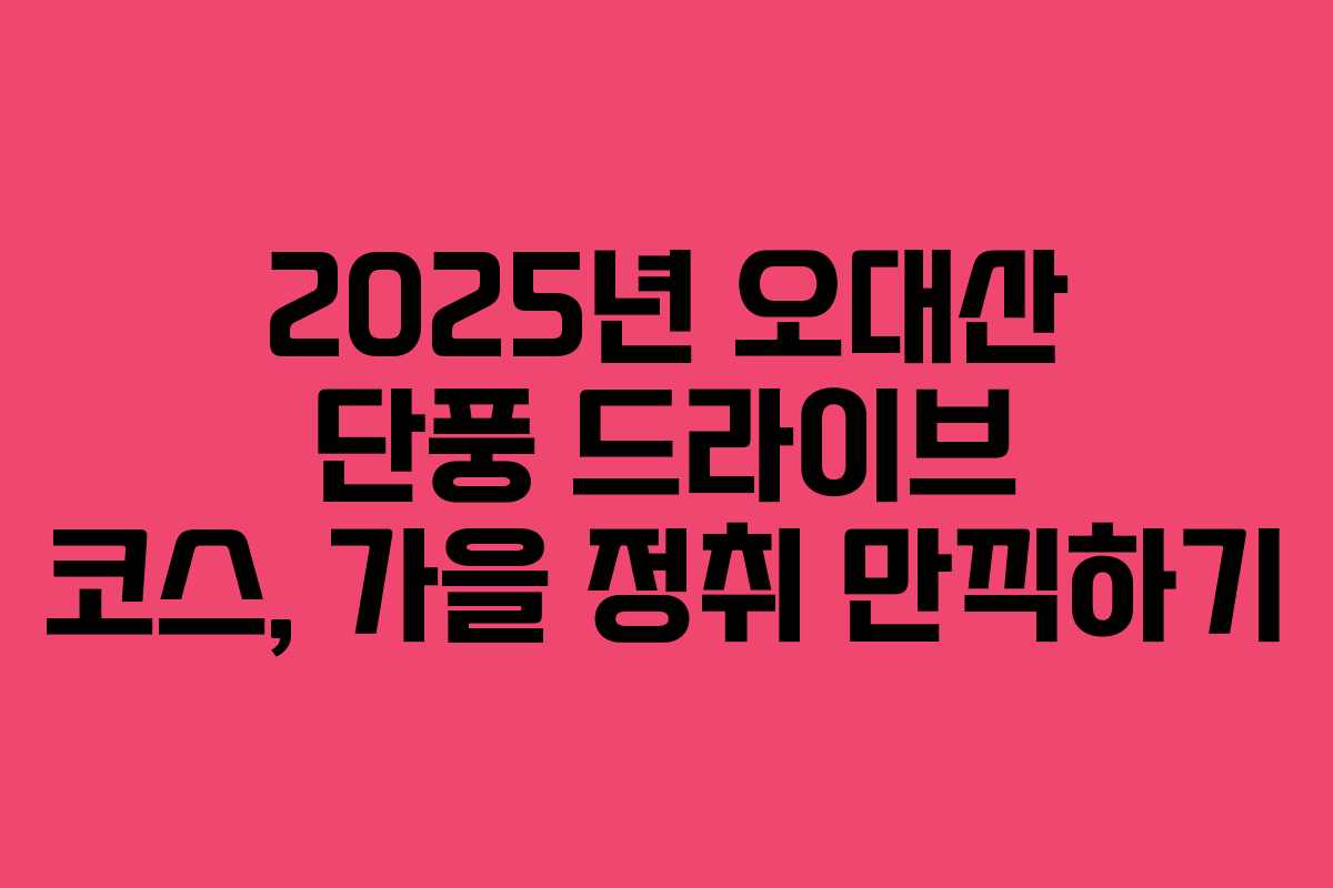 2025년 오대산 단풍 드라이브 코스, 가을 정취 만끽하기