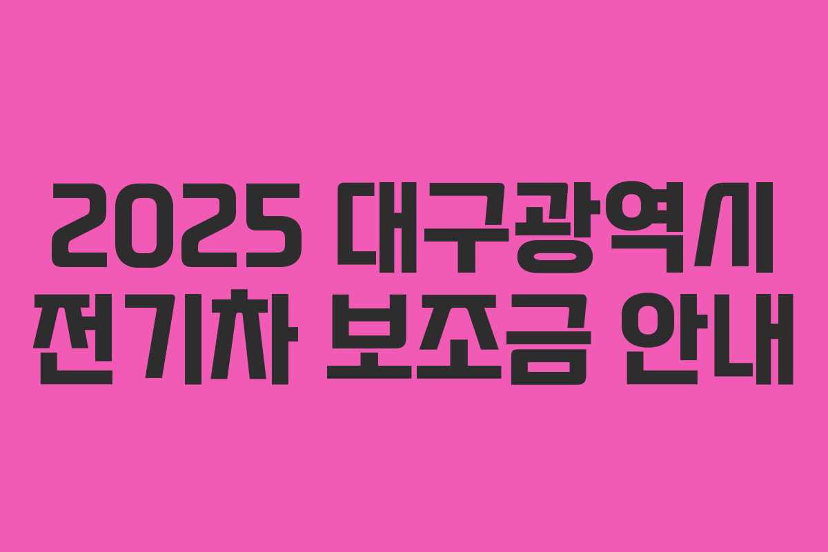 2025 대구광역시 전기차 보조금 안내