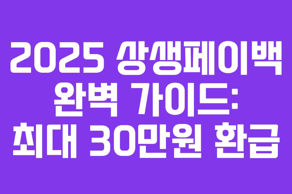 2025 상생페이백 완벽 가이드: 최대 30만원 환급 2025 상생페이백 완벽 가이드: 최대 30만원 환급