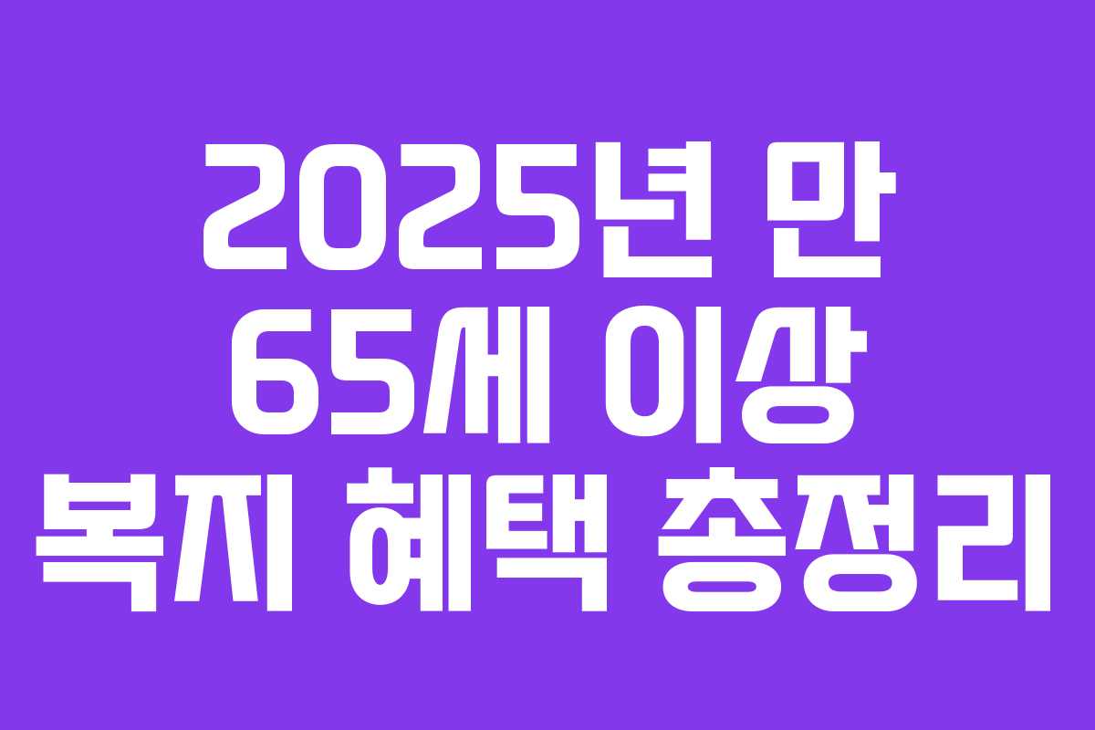 2025년 만 65세 이상 복지 혜택 총정리
