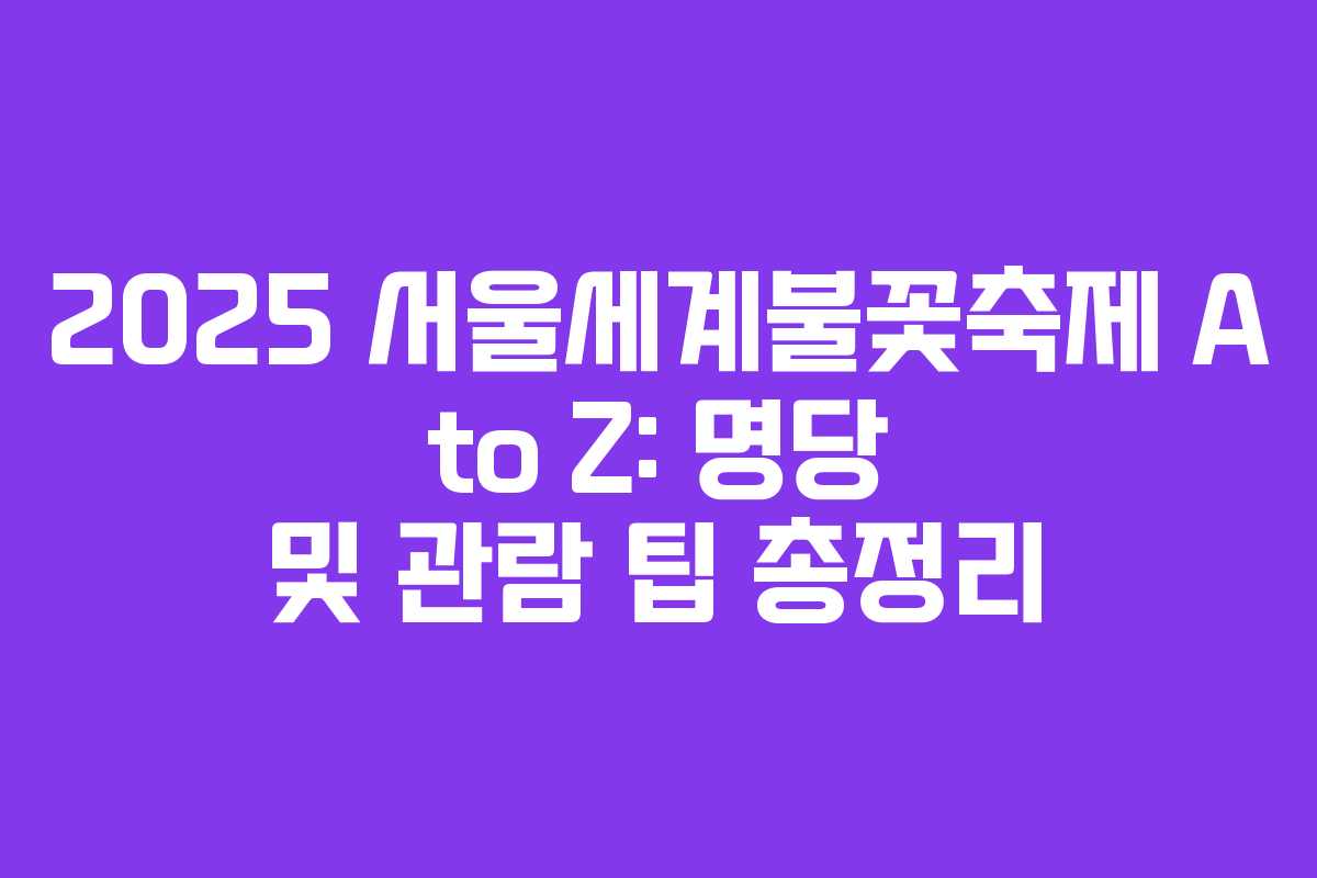 2025 서울세계불꽃축제 A to Z: 명당 및 관람 팁 총정리