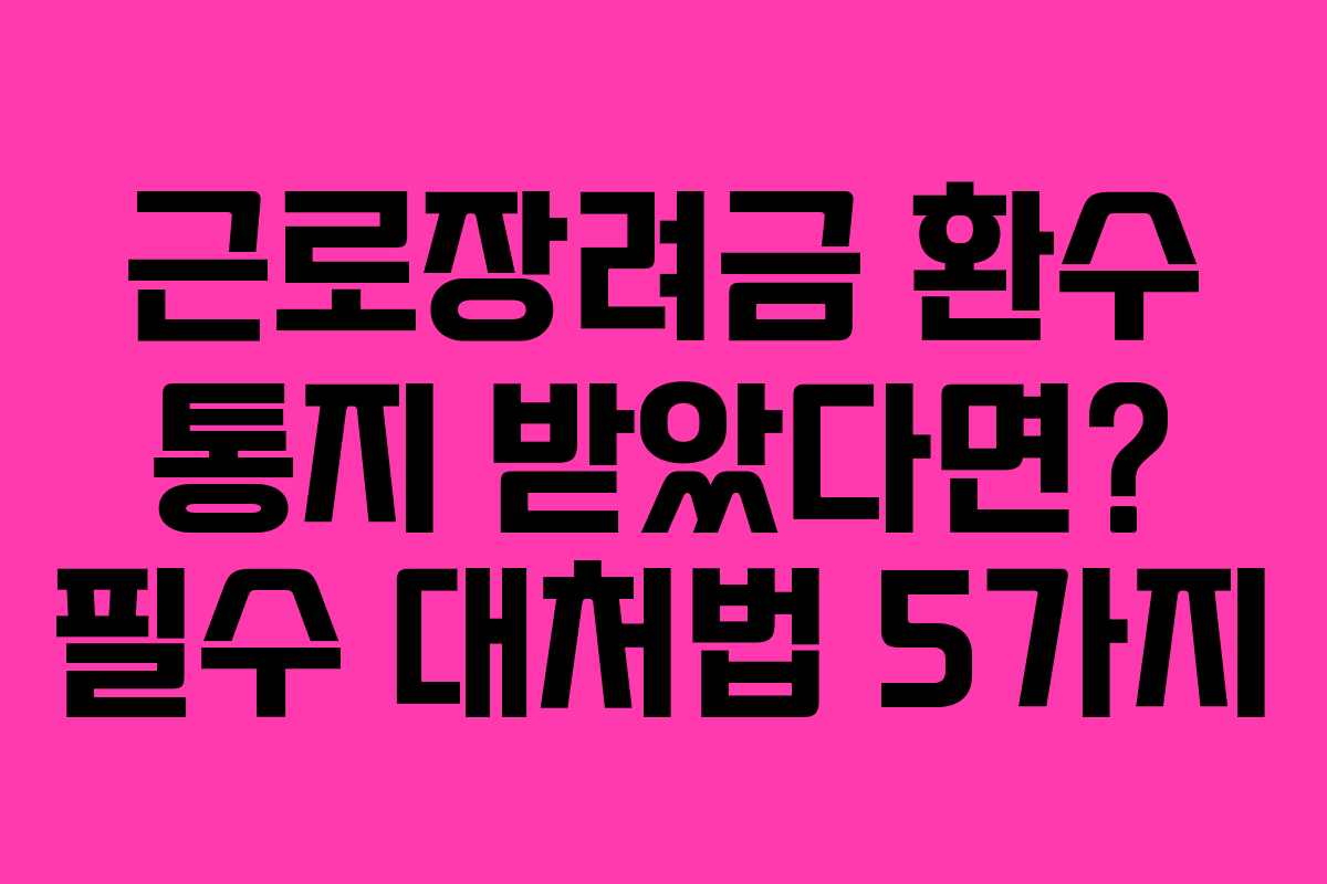 근로장려금 환수 통지 받았다면? 필수 대처법 5가지