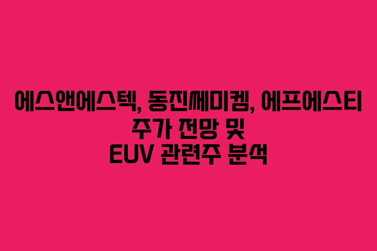 에스앤에스텍, 동진쎄미켐, 에프에스티 주가 전망 및 EUV 관련주 분석 에스앤에스텍, 동진쎄미켐, 에프에스티 주가 전망 및 EUV 관련주 분석