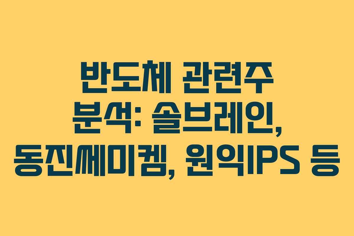 반도체 관련주 분석: 솔브레인, 동진쎄미켐, 원익IPS 등