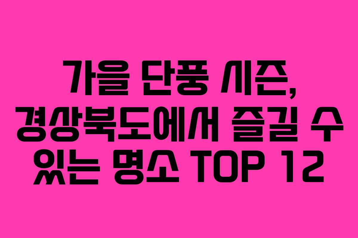 가을 단풍 시즌, 경상북도에서 즐길 수 있는 명소 TOP 12