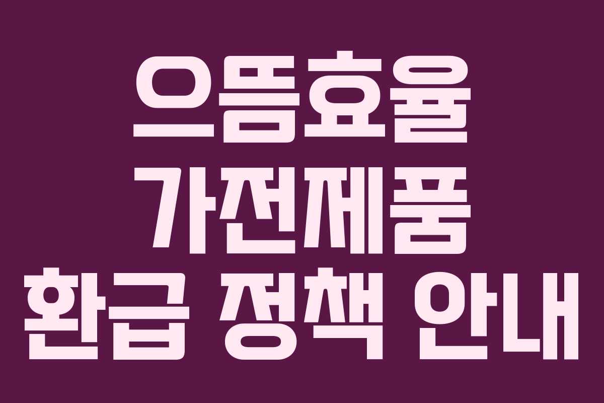 으뜸효율 가전제품 환급 정책 안내