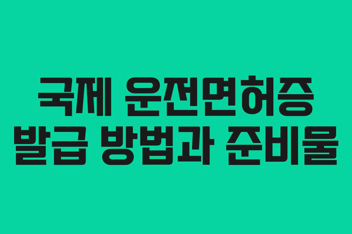 국제 운전면허증 발급 방법과 준비물